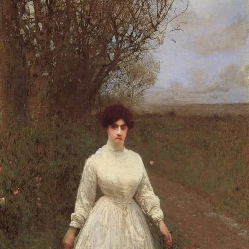 Image similar to young victorian woman lost in a labyrinth by alfred stevens