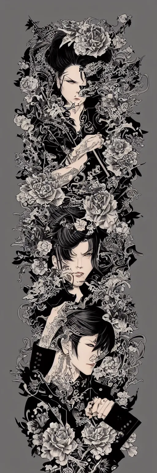 Image similar to silhouette of Yakuza style tattoosillustration, intricate, elegant, highly detailed, digital art, ffffound, art by JC Leyendecker and sachin teng