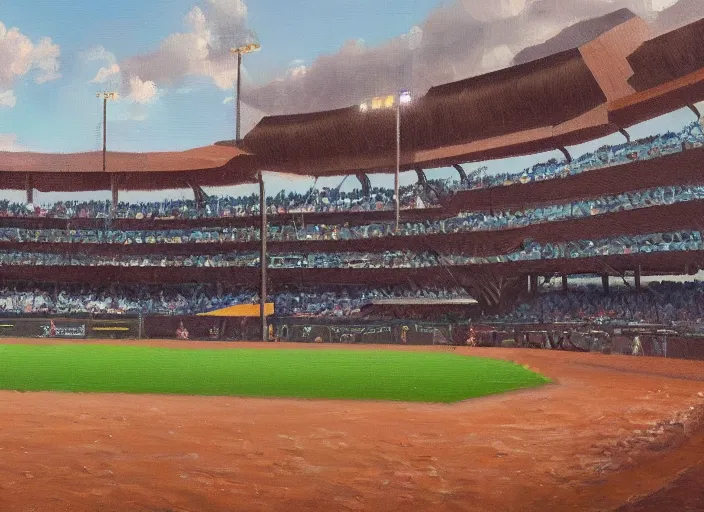 Image similar to a cornstalk baseball stadium, oil painting by jama jurabaev, extremely detailed, brush hard, artstation, for aaa game, high quality, brush stroke