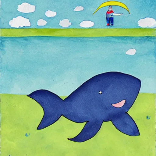 Prompt: children\'s book art of a whale, cute