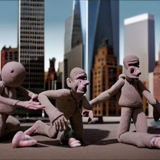 Image similar to 9 / 1 1 claymation by jan svankmejer, hyperrealistic, aesthetic, masterpiece