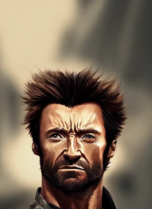 Image similar to portrait of Hugh Jackman as Wolverine, cinematic lighting, BACKLIGHTING, artstation