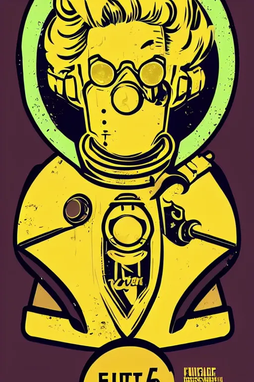 Image similar to fallout 7 6 retro futurist illustration art by butcher billy, sticker, colorful, illustration, highly detailed, simple, smooth and clean vector curves, no jagged lines, vector art, smooth andy warhol style