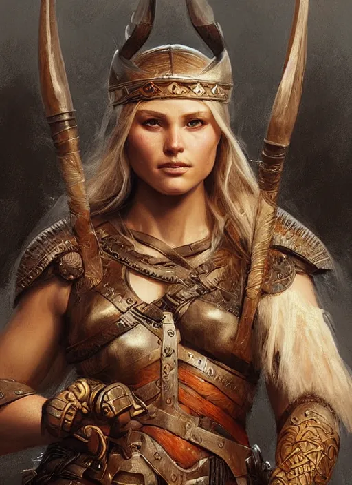 Image similar to digital _ painting _ of _ female viking _ by _ filipe _ pagliuso _ and _ justin _ gerard _ symmetric _ fantasy _ highly _ detailed _ realistic _ intricate _ port