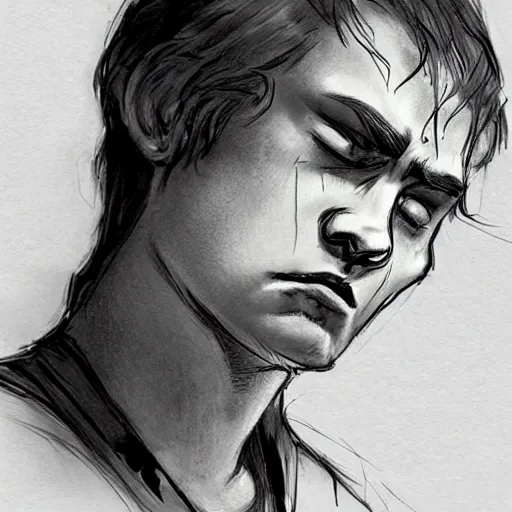Prompt: anakin skywalker crying, concept art