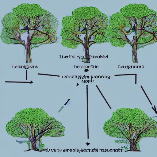 Prompt: a scientific diagram of a generative adversarial network that processes tree data