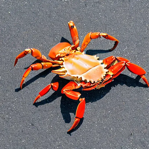 Prompt: photo of crab skateboarding 4 k
