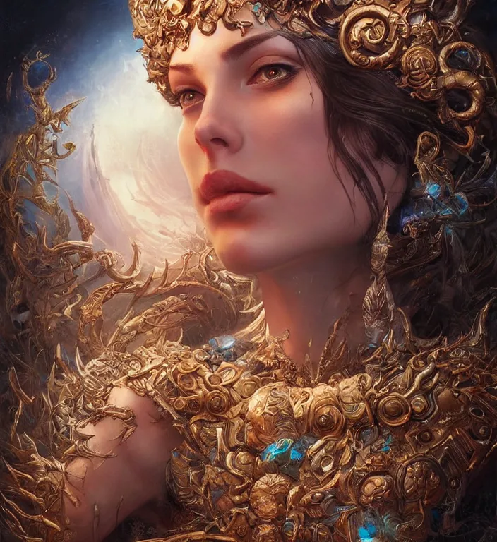 Image similar to unreal engine render + a goddess, smooth, coherent, high detailed, by Karol Bak, featured on artstation, instagram HD, unreal engine