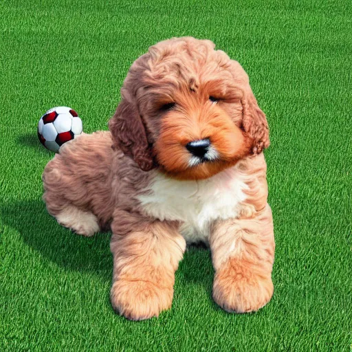 Image similar to bernedoodle puppy stuffed soccer, digital art