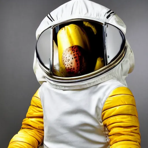 Prompt: a banana wearing an astronaut suit