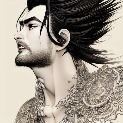 Prompt: an immortal xianxia cultivator with long black hair as an absurdly handsome, elegant, young anime man, ultrafine hyperrealistic detailed face illustration by kim jung gi, irakli nadar, intricate linework, sharp focus, bright colors, matte, gujian, final fantasy, unreal engine highly rendered, global illumination, radiant light, intricate environment