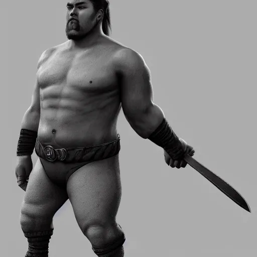 Prompt: a full body portrait of a chonky young warrior as drawn by eric anthony johnson ericanthonyj artstation 8 k