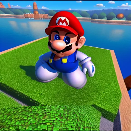 Image similar to A bot in the game Super Mario 64, unreal engine, highly detailed, 8k