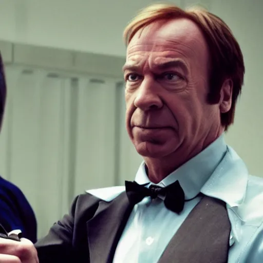 Prompt: Saul Goodman fighting Chuck Norris, movie still, 4k,