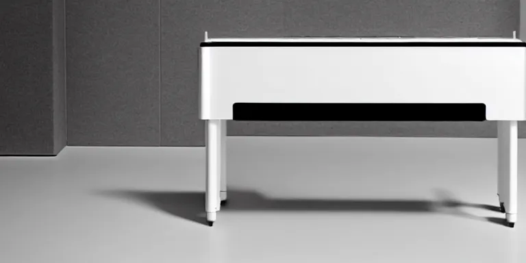 Image similar to dezeen showroom, minimalissimo, archdaily,, teenage engineering moad, mother of all decks, product design concept, product shot of moog melotron piano designed by patricia urquiola, dieter rams, 8 k, highly detailed photo