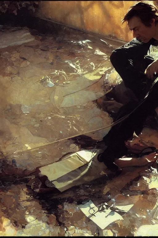 slipping jimmy mcgill, action lines, painting by'phil Stable Diffusion