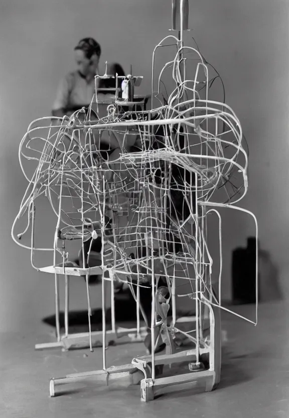 Image similar to a chess - piece building machine, complex white machinery with cables, a surrealist sculpture by marcel duchamp, archival pigment print, 1 9 1 4, conceptual art, artwork, academic art, surrealist, fluxus