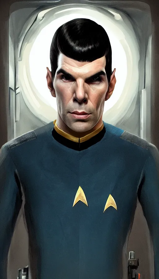 Image similar to ZACHARY QUINTO is Spock+ hyperdetailed+artstation+cgsociety+ 8k