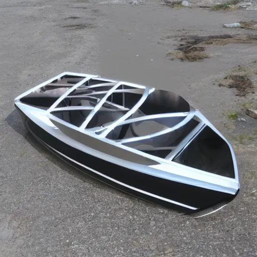 Prompt: pale metal grill car boat