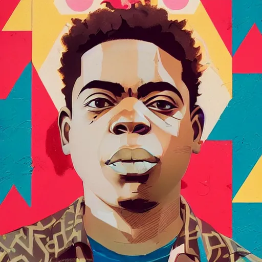 Prompt: Kodak Black profile picture by Sachin Teng, asymmetrical, Organic Painting , Matte Painting, meaningful, Powerful, geometric shapes, hard edges, graffiti, street art:2 by Sachin Teng:4