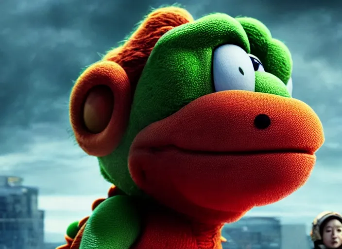 Image similar to film still of yoshi in the new sci - fi movie, 8 k