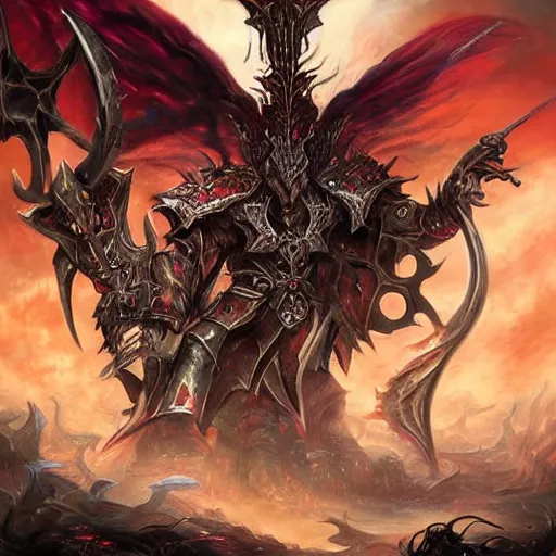 Prompt: archaon the everchosen, dungeons and dragons, d&d, artstation hall of fame gallery, #1 digital painting of all time, most beautiful image ever created, emotionally evocative, greatest art ever made, amazing breathtaking image