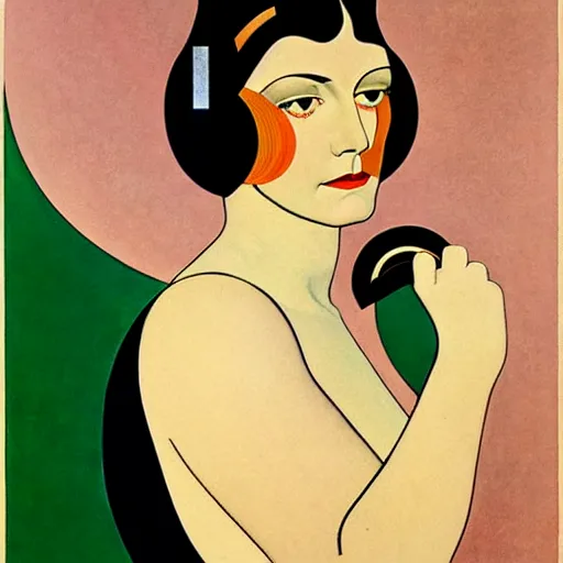 Image similar to Art in the style of Coles Phillips, Gaia, Full figured Mother Earth, portrait, Herbert Bayer, Kandinsky