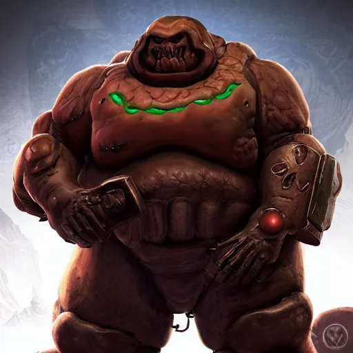 Prompt: sturdy fat monster from doom eternal