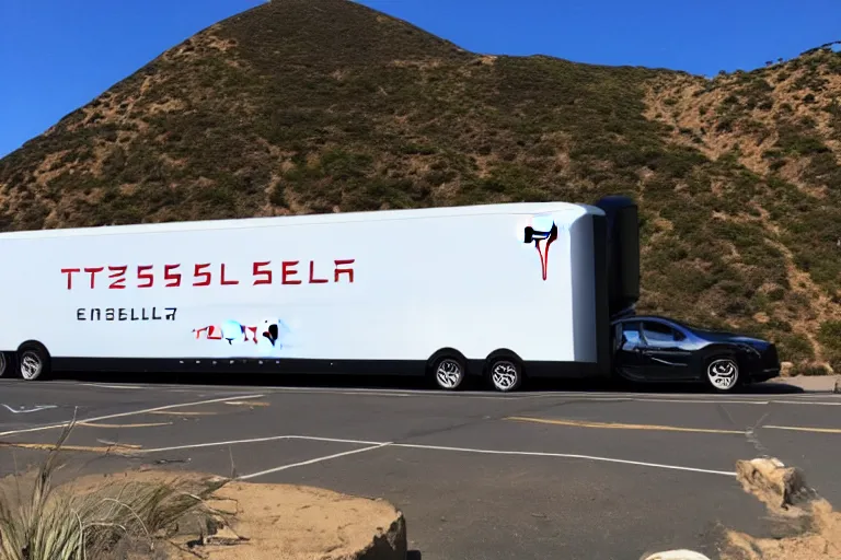 Prompt: Tesla cyber truck on the California pch