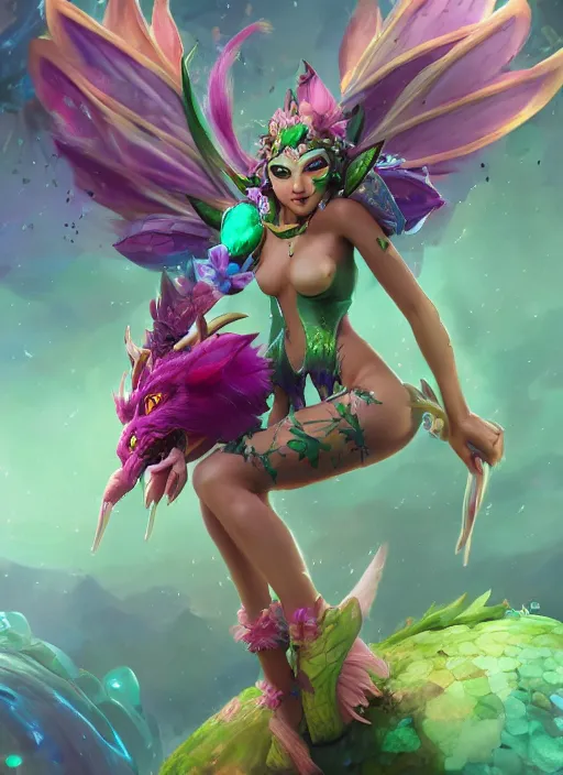 Prompt: fairy neeko, from league of legends, au naturel, hyper detailed, dragon tailed, digital art, trending in artstation, cinematic lighting, studio quality, smooth render, unreal engine 5 rendered, octane rendered, art style by klimt and nixeu and ian sprigger and wlop and krenz cushart