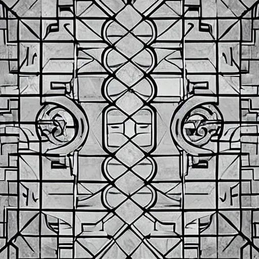 Image similar to m. c. escher rendering of a marble labyrinth, piranesi, optical illusion, trompe l'oueil, fine art photograph, architectural detail editorial photo