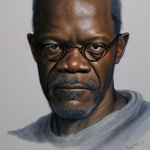 Image similar to portrait of samuel jackson, by alan lee, lord of the rings calendar, smooth, detailed terrain, oil painting, matte painting, concept art, trending on artstation