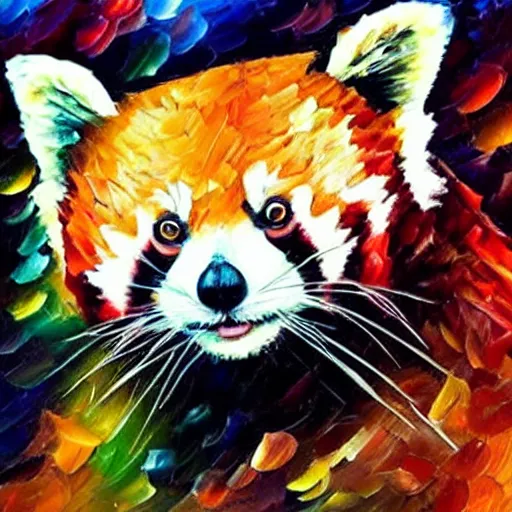 Image similar to “red panda, style of Leonid afremov”