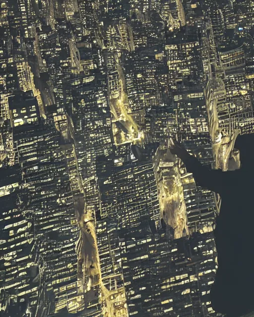 Image similar to a night rooftop scene, light from traffic in the city below, close up shot of a photorealistic gangster wearing a trench coat looking at the city below, high contrast, unreal engine, hyper realism, realistic shading, cinematic composition, realistic render, octane render, detailed textures