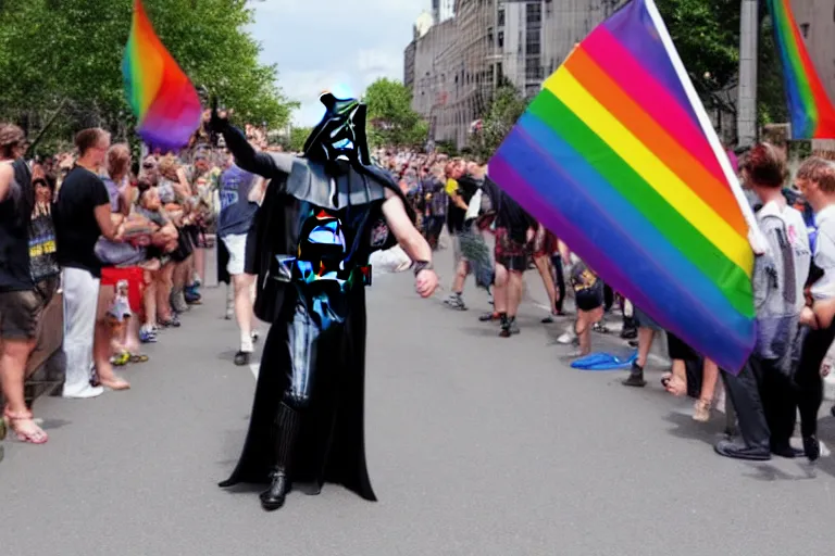 Prompt: darth vader in gay parade