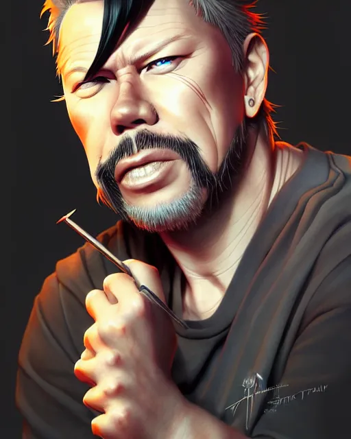 Image similar to james hetfield, portrait shinkai makoto studio ghibli studio key hideaki anno sakimichan stanley artgerm lau rossdraws james jean marc simonetti elegant highly detailed digital painting artstation pixiv