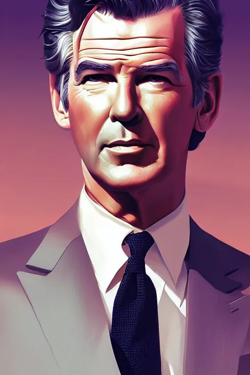 Image similar to Pierce Brosnan as James Bond, digital art by Artgerm and beeple and WLOP