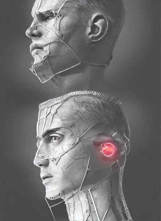 Image similar to a highly detailed long shot photo of masculin male face portrait, futurism, rococo cyber neon lighting, detailed futuristic fibonacci jewelry, profile posing, hyper photorealistic, crispy quality, digital photography, trending in pinterest, cinematic, 4 k ultra hd, art by pascal blanche, art by greg rutkowski, art by artgerm,