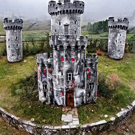 Image similar to a castle with many towers in a serene landscape by artur bordalo