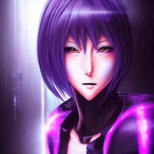 Prompt: An hyperrealistic epic anime comic painting of a cyber warrrior girl wearing futuristic fashion behind a wall of matrix, sci-fi, black and silver color combination, heavy rainning at future sci-fi tokyo street night, neon ligh, DAZ, 8k, unreal 5 engine render, cosplay, RPG portrait, dramatic lighting, low keys light, rim lights, PS5 render