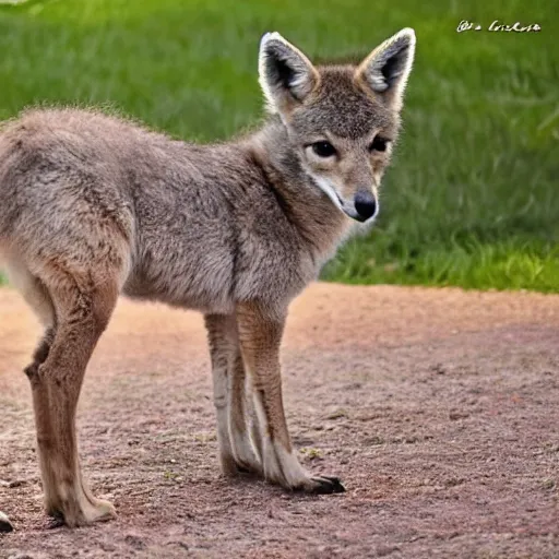 Prompt: a cute coyote - alpaca - moose hybrid baby kitten