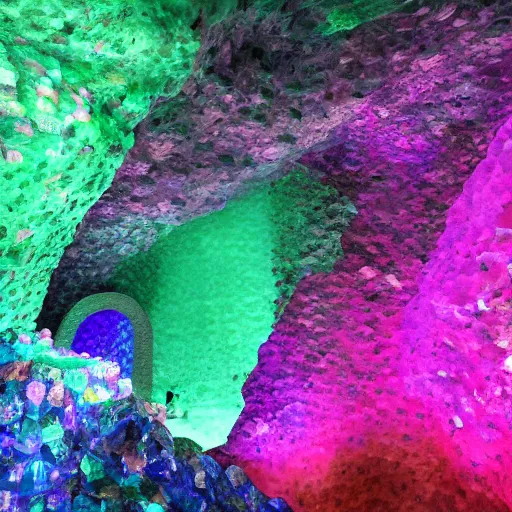 Prompt: cave with big crystals, 8k, colorful, super detailed, super realistic, sharp