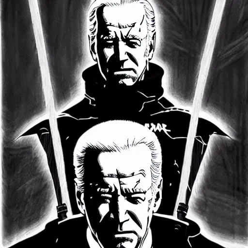 Image similar to Joe Biden looking sinister, by Tsutomu Nihei, highly detailed