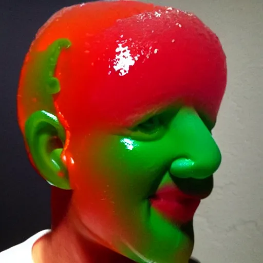 Prompt: a person made out of jello, portrait