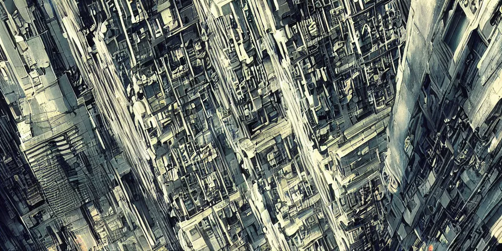 Image similar to Futuristic Sci-fi Alien metropolis of The Last Skybridges of New York City Tenement District with unfathomable depth, filled with bustling flying vehicle traffic (The Fifth Element 1997)