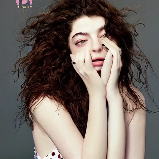 Prompt: lorde, extremely pretty and physically attractive, magazine photoshoot