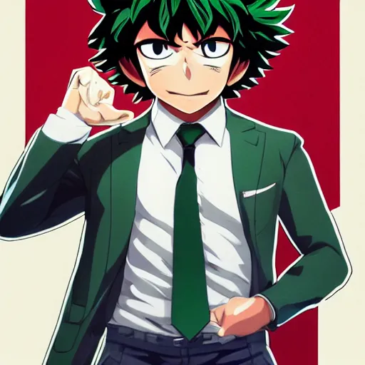 Prompt: full body elegant portrait of izuku midoriya, gta art, gta cover art, anime, unreal engine 5 art