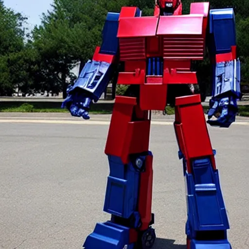 Image similar to optimus prime standing in line at the dmv