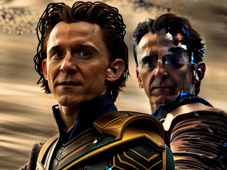 Image similar to tom holland as loki in dune, cinematic