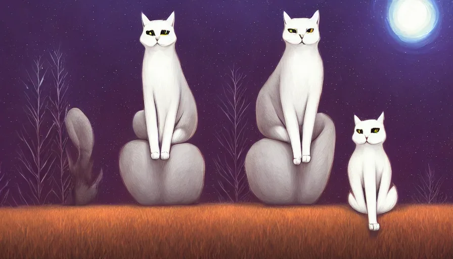 Image similar to artwork of really tall sitting cats by anato finnstark, thick brush, 4 k resolution